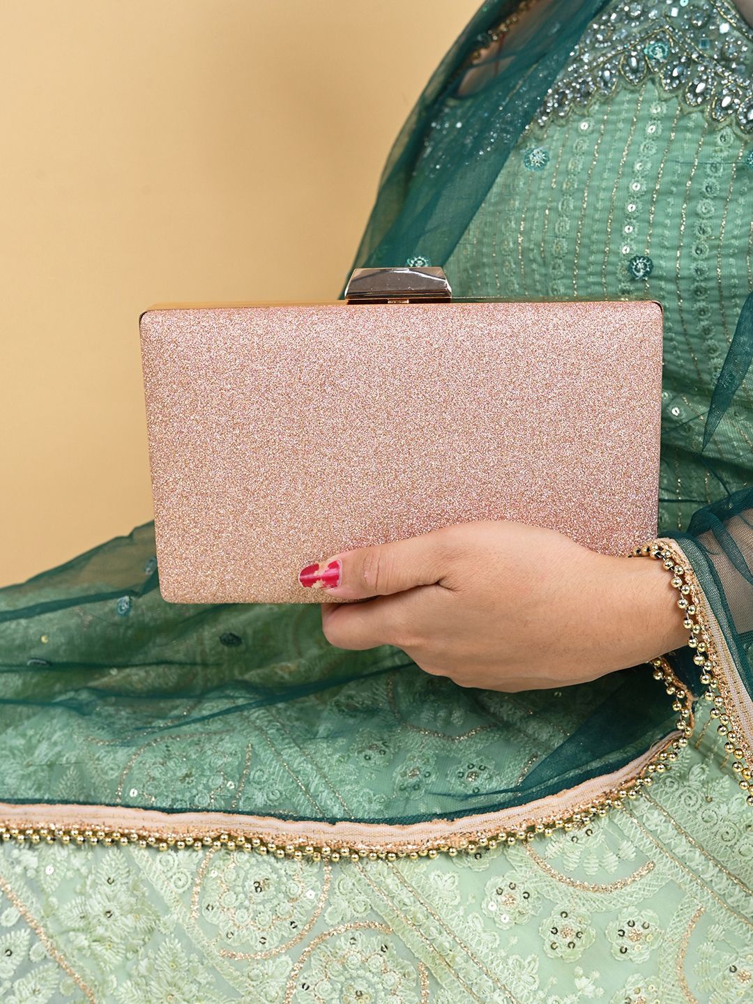 

DRASTR Embellished Shoulder Strap Box Clutch, Peach