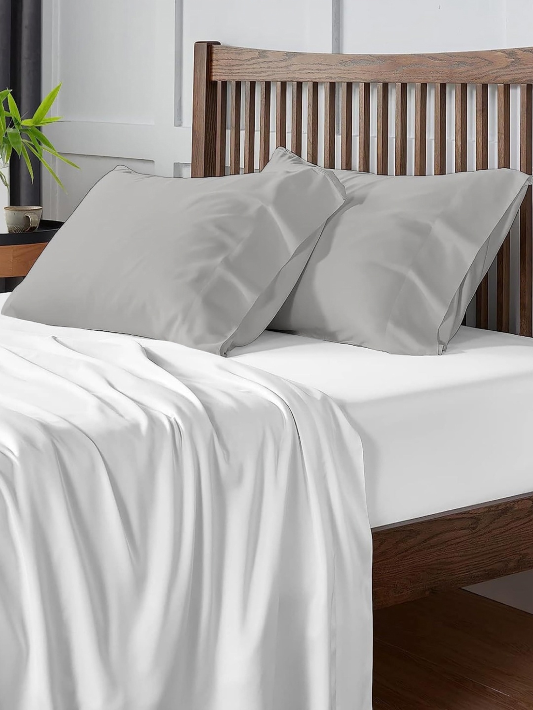 

Sleepino Silver-Toned 6 Pieces Solid Pure Cotton Rectangle Pillow Covers