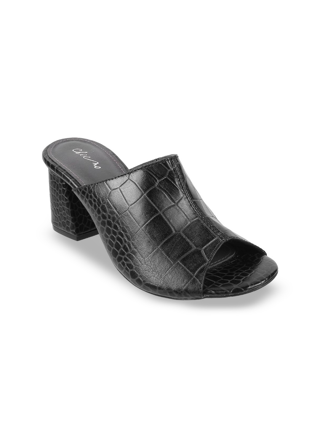 

Cheemo Women Textured Block Sandals, Black