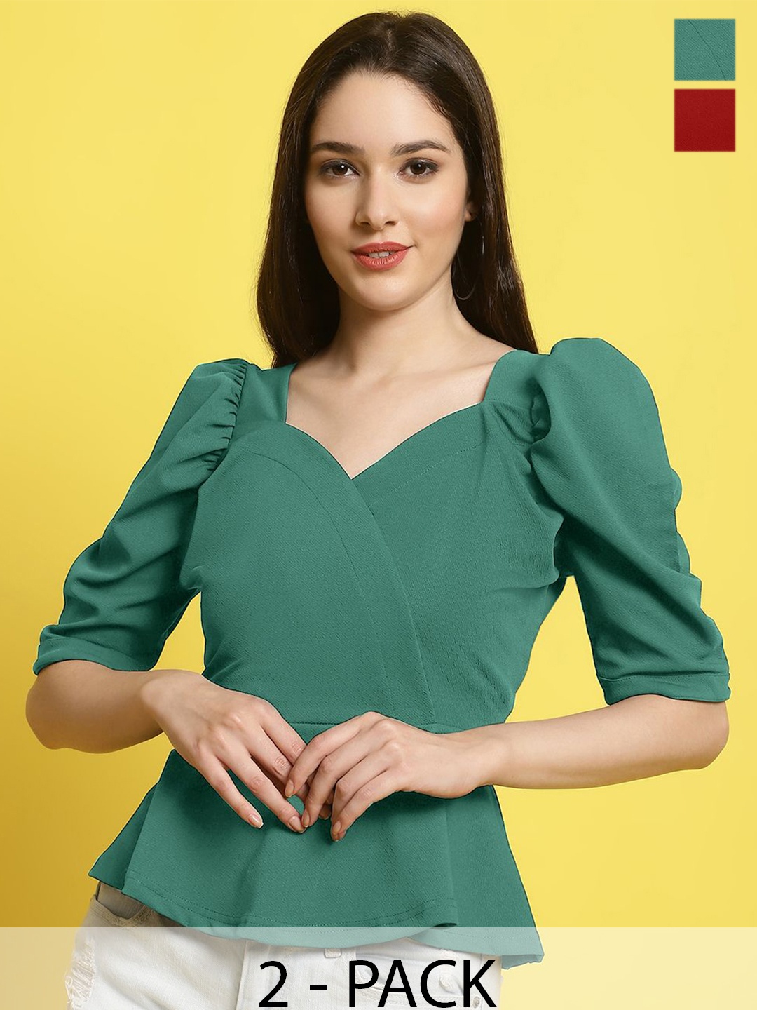 

Metronaut Women Pack Of 2 Crop Top, Green