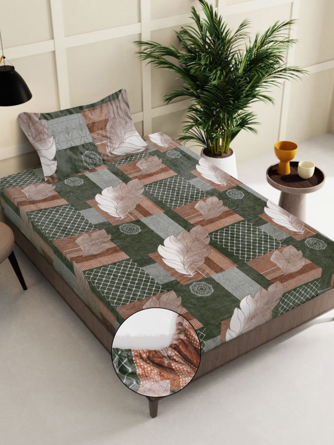 

KLOTTHE Brown & Pink Printed Woolen Single Bed Sheet With Pillow Cover - 2.25 m x 1.5