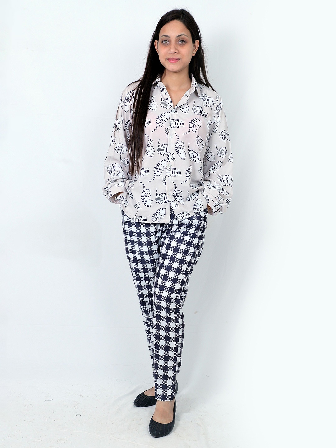 

TILISM Printed Pure Cotton Shirt With Trouser Co-Ords, White