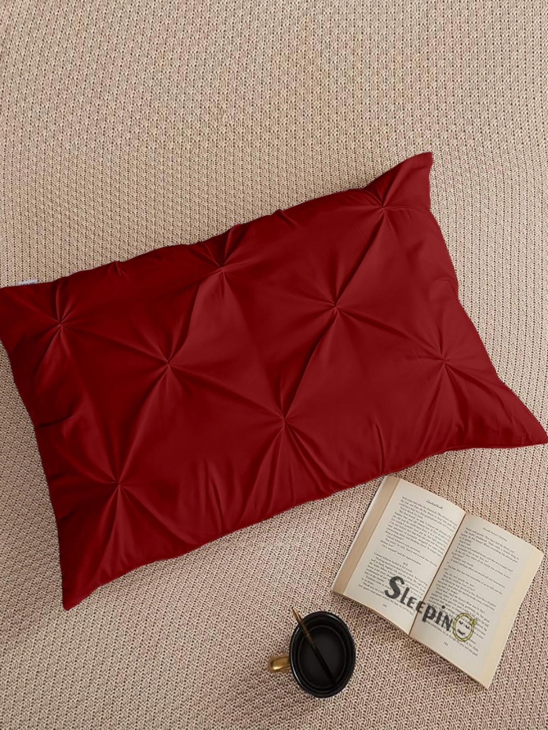 

Sleepino Burgundy 8 Pieces Solid Linen Rectangle Pillow Covers