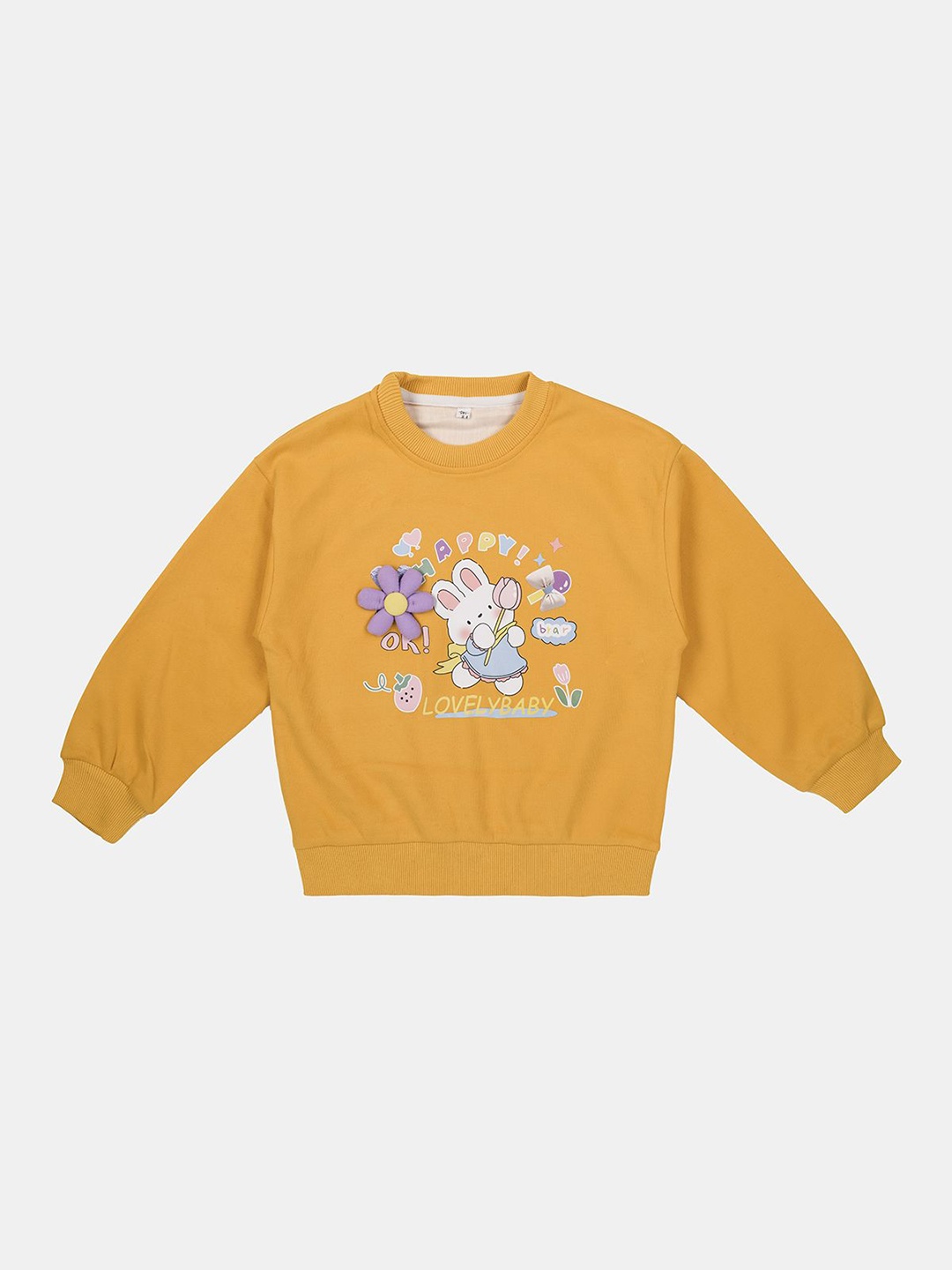 

CHUNMUN Girls Cotton Long Sleeves Casual Sweatshirt, Mustard