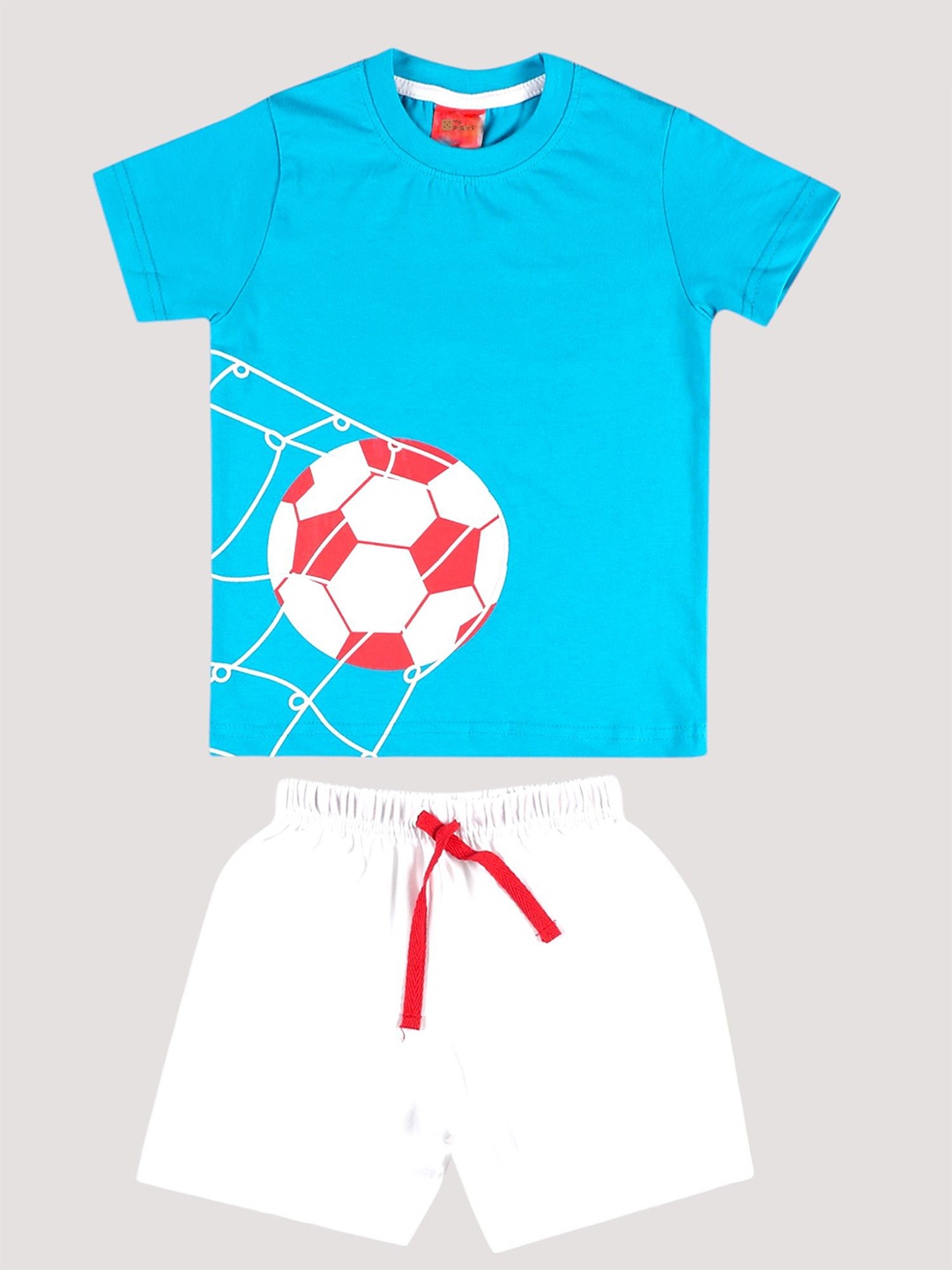 

The Pachisi Boys Graphic Printed Pure Cotton T-shirt with Shorts, Blue