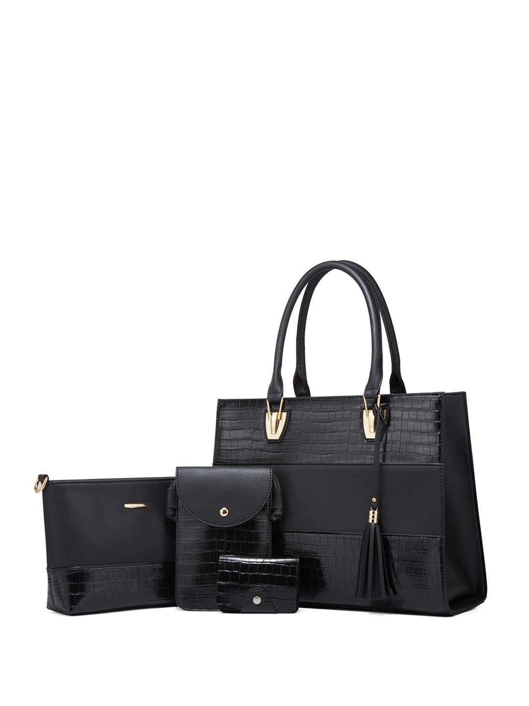 

RAVE PU Structured Handheld Bag with Tasselled, Black