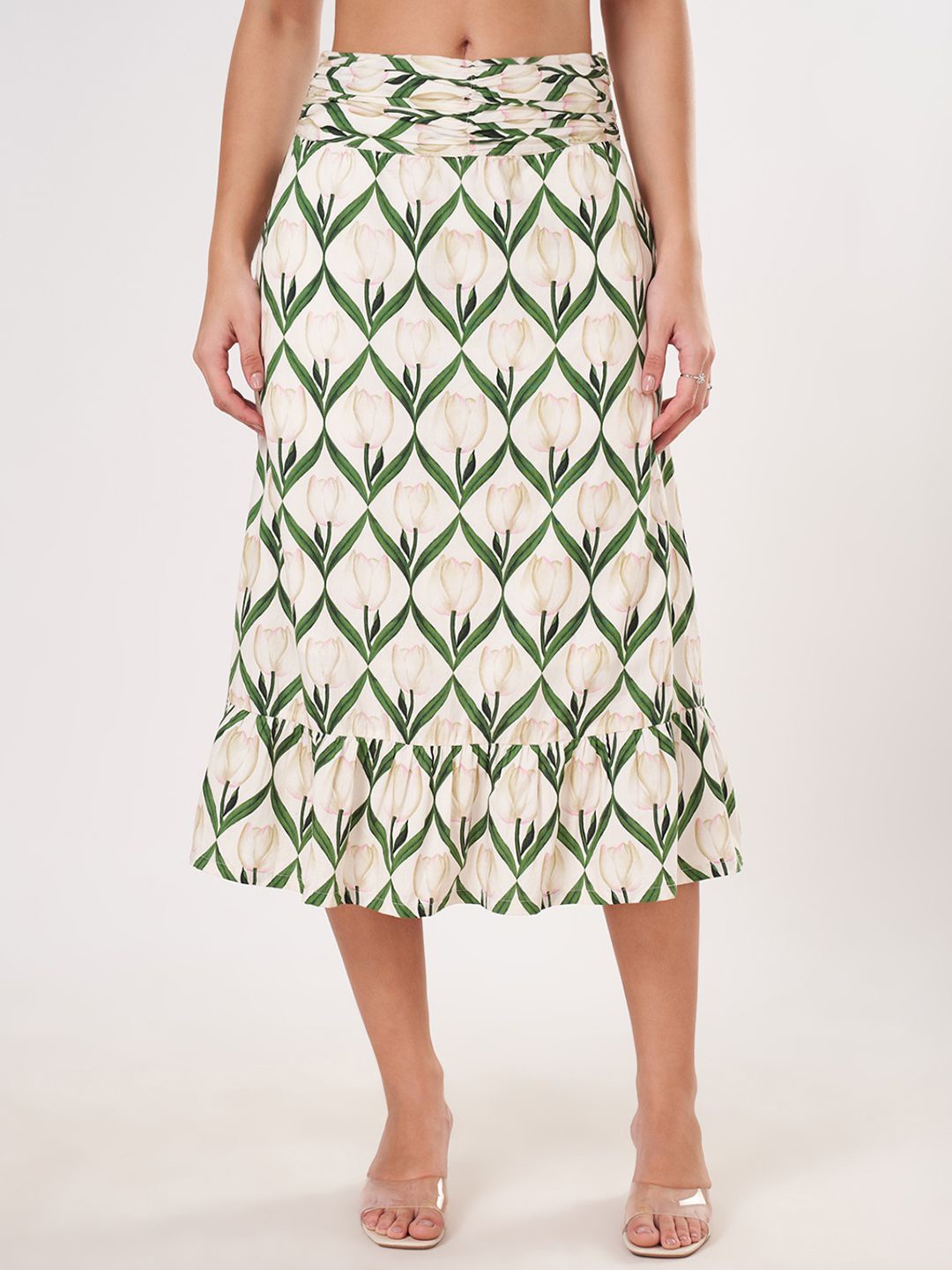 

Honey by Pantaloons Women Printed Pure Cotton A-Line Midi Skirts, Off white