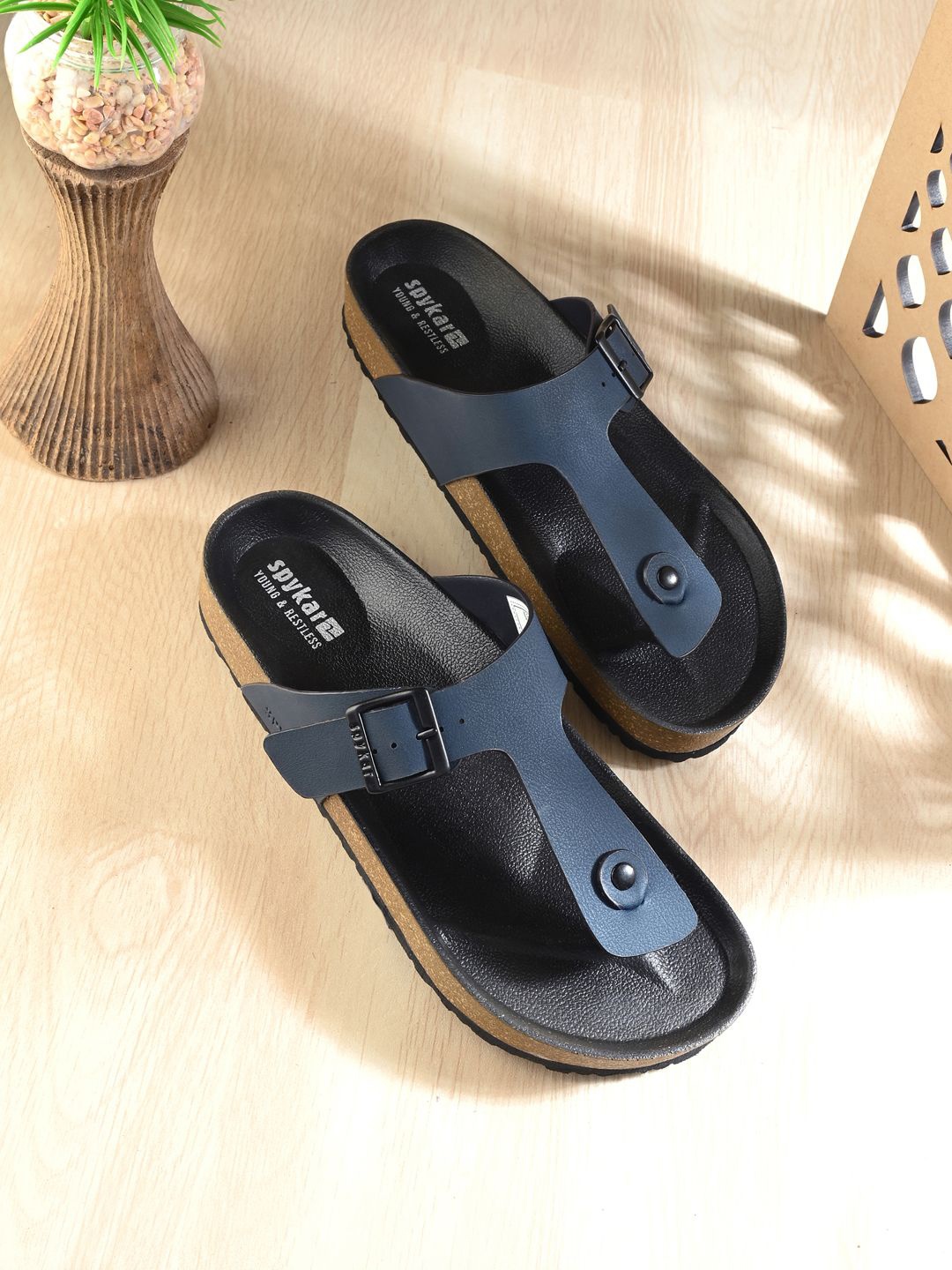 

SPYKAR Men PU Comfort Sandals, Navy blue