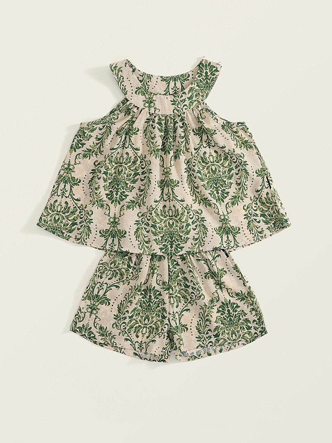 

LULU & SKY Girls Printed Top with Shorts, Green
