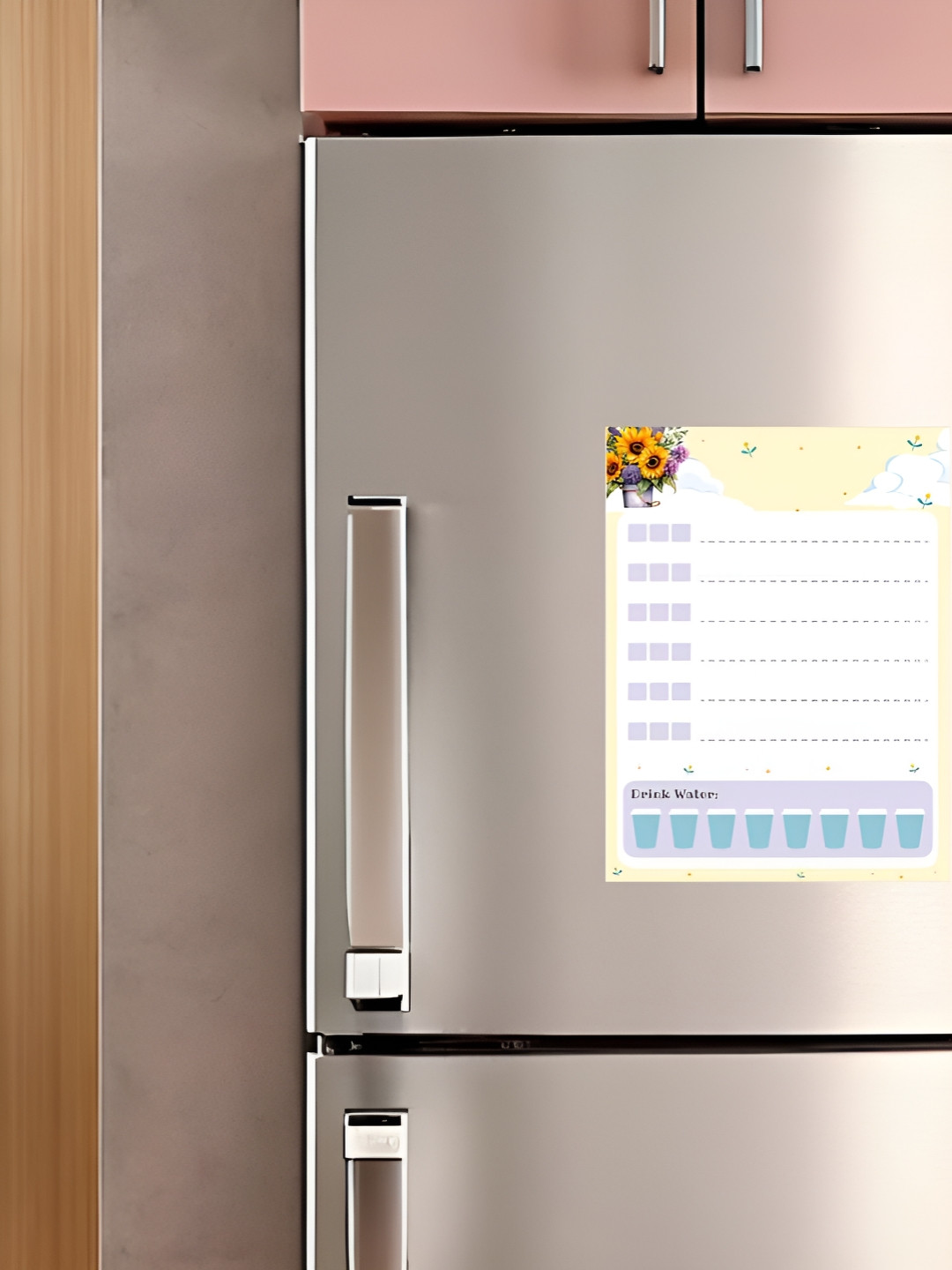 

CVANU White & Yellow Printed Paper Fridge Magnetic Sticker