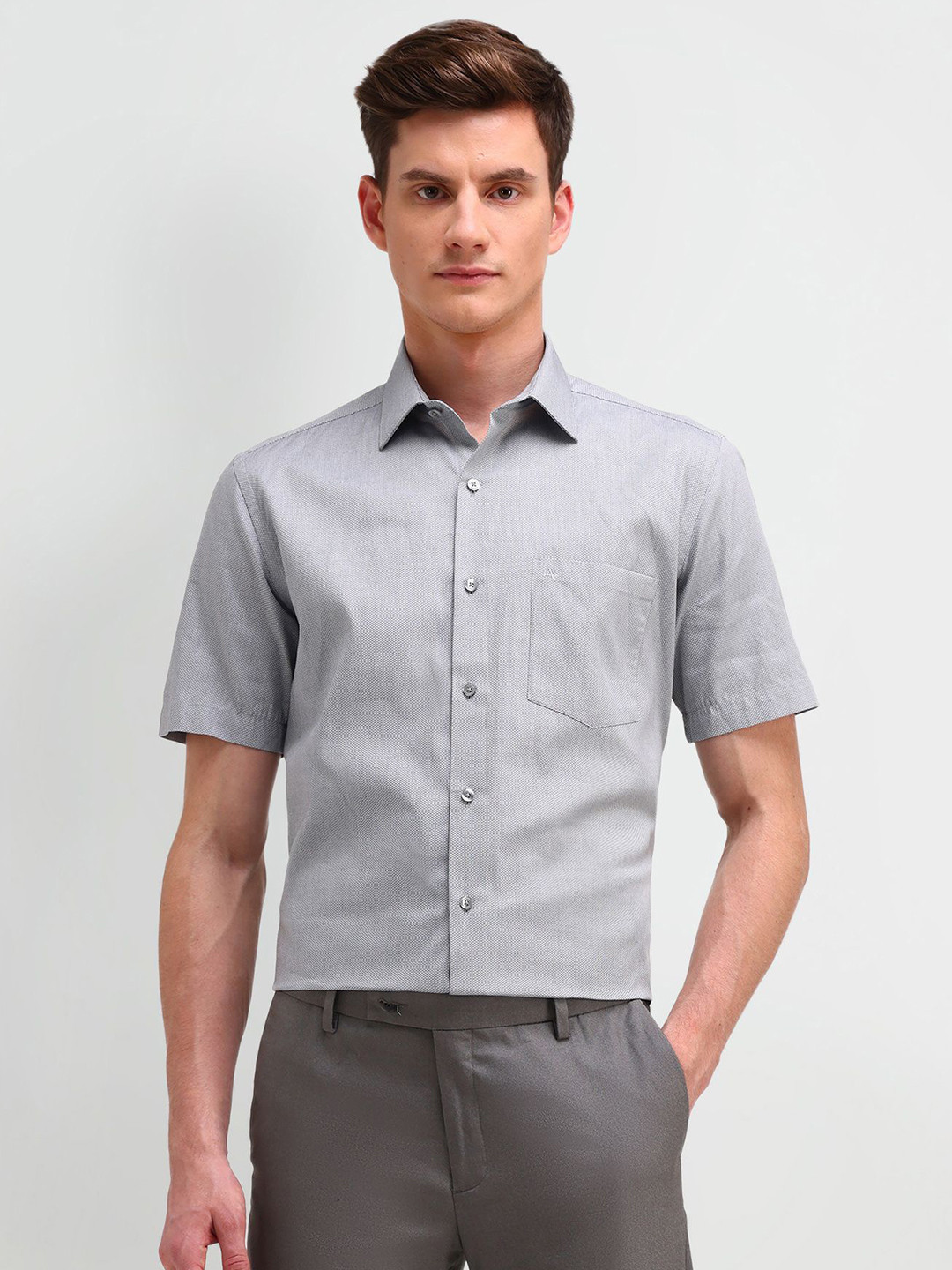 

Arrow Men Classic Spread Collar Solid Cotton Casual Shirt, Grey