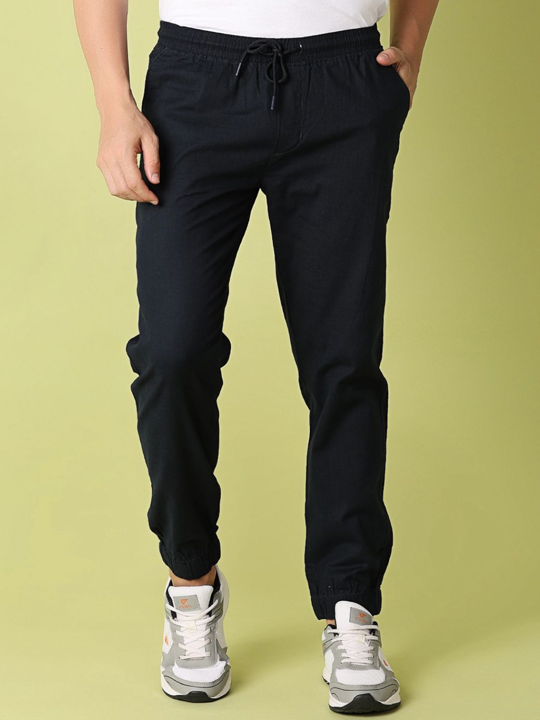 

V-Mart Men Solid Mid-Rise Joggers Trousers, Navy blue