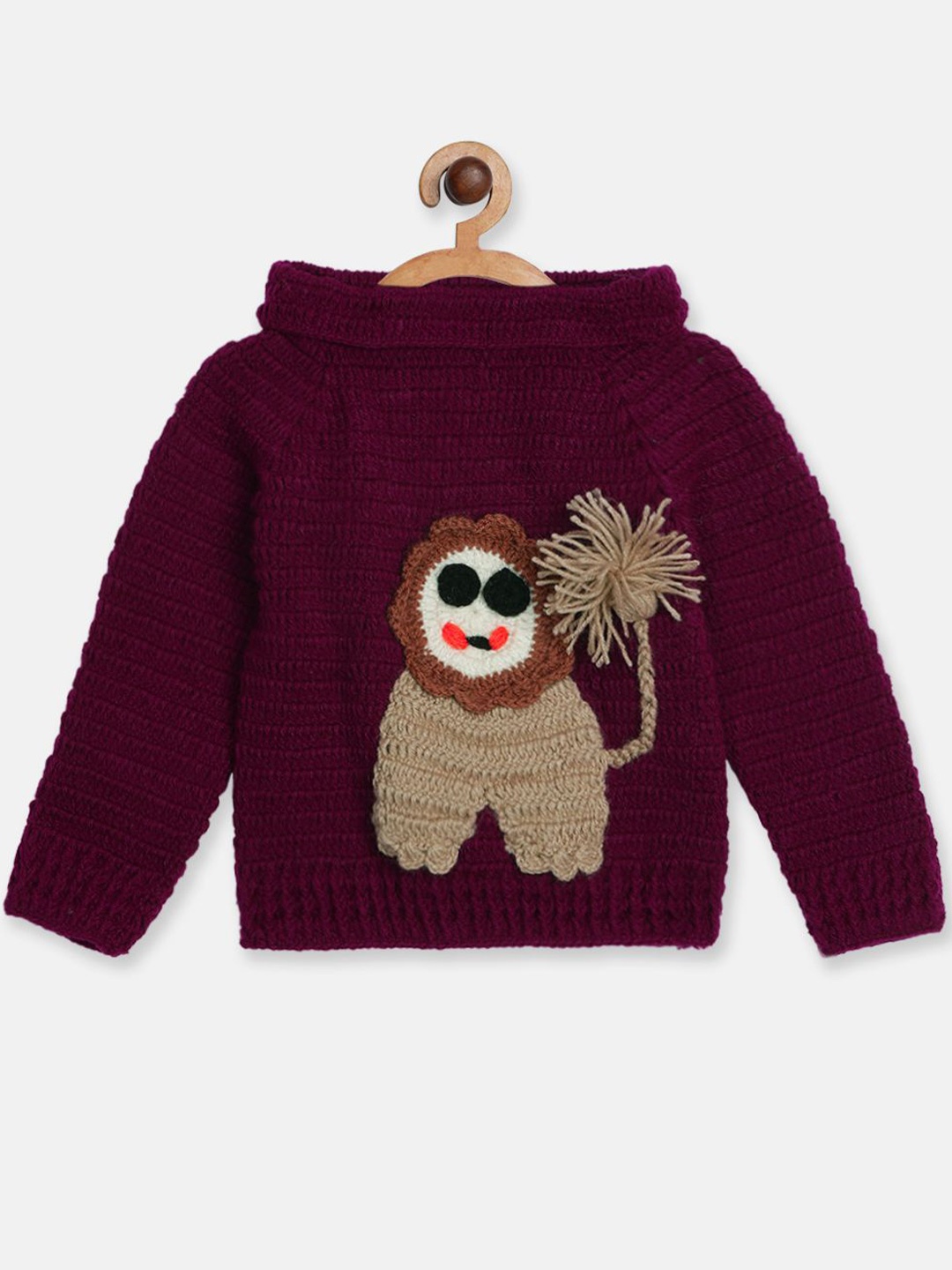 

CHUTPUT Kids Self Design Woollen Pullover, Maroon