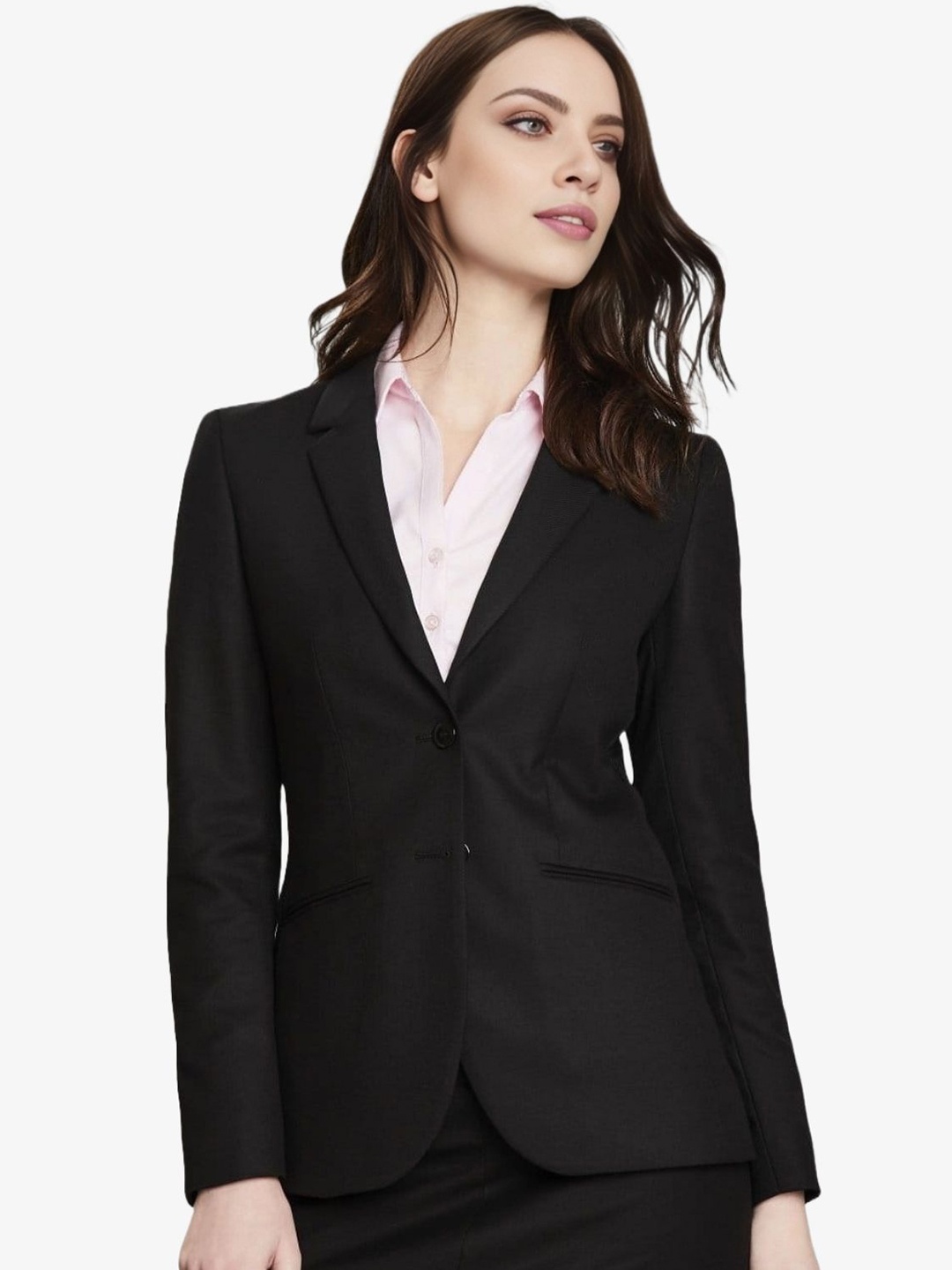 

BAESD Notched Lapel Collar Single-Breasted Blazer, Black