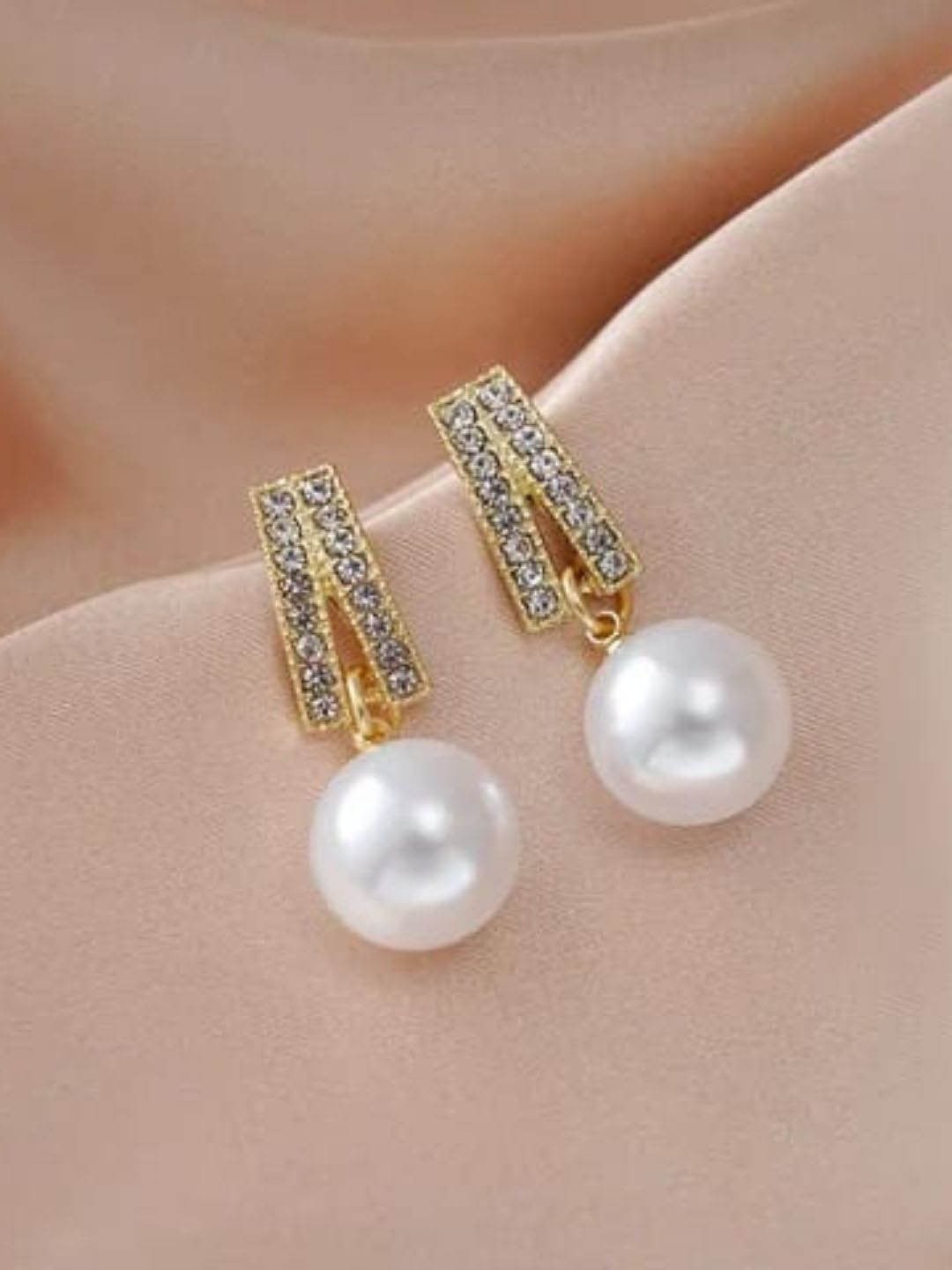 

CareDone Contemporary Drop Earrings, White
