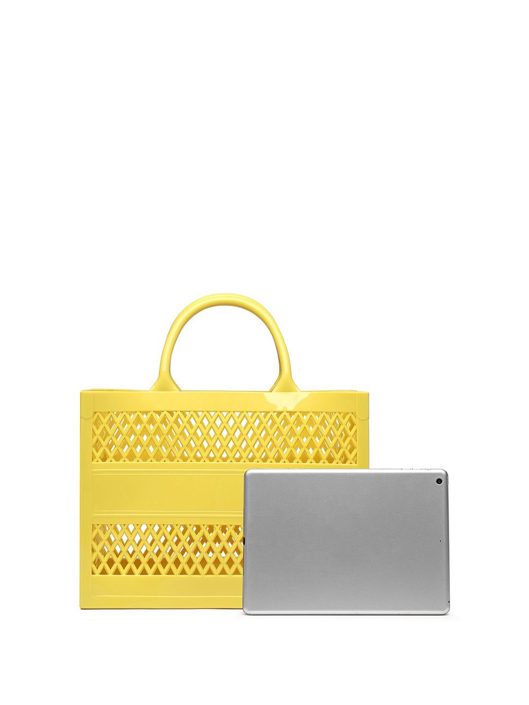 

RAVE Women Textured Structured Handheld Bag, Yellow