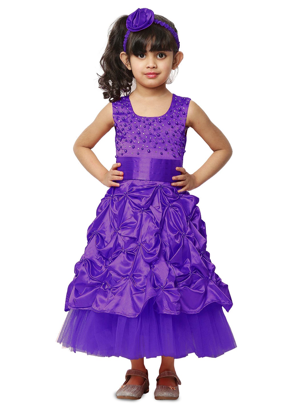 

Wish little Girls Satin A-Line Maxi Dress, Purple