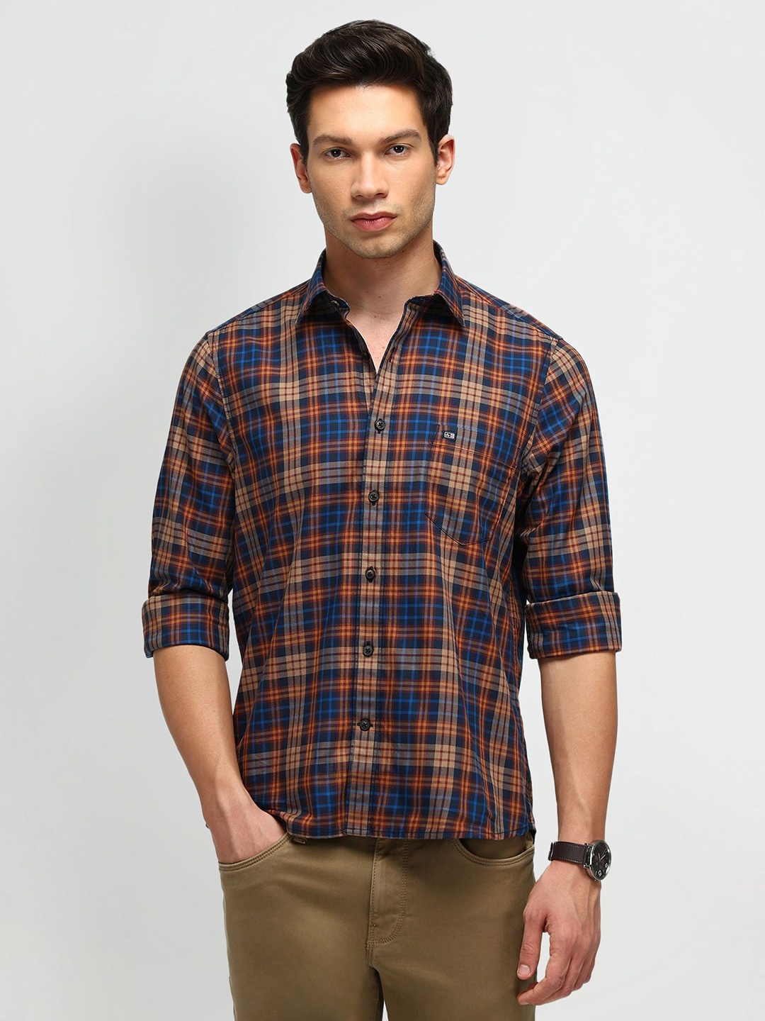 

Arrow Sport Men Classic Opaque Checked Casual Shirt, Brown