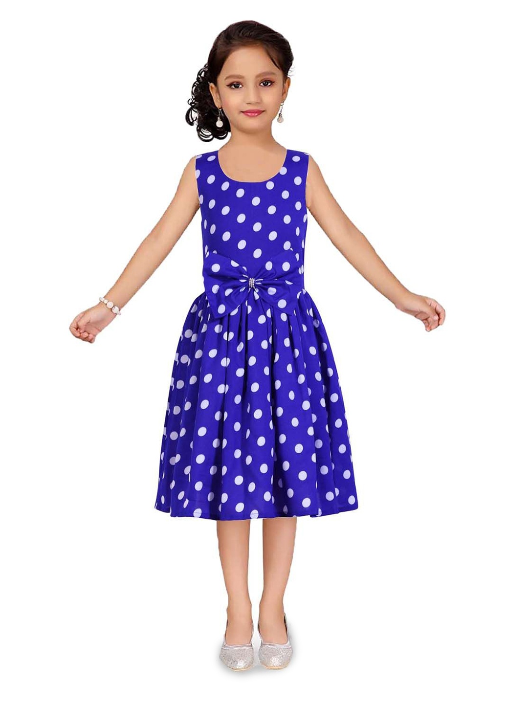 

Wish little Girls Polka Dot Crepe A-Line Dress, Blue