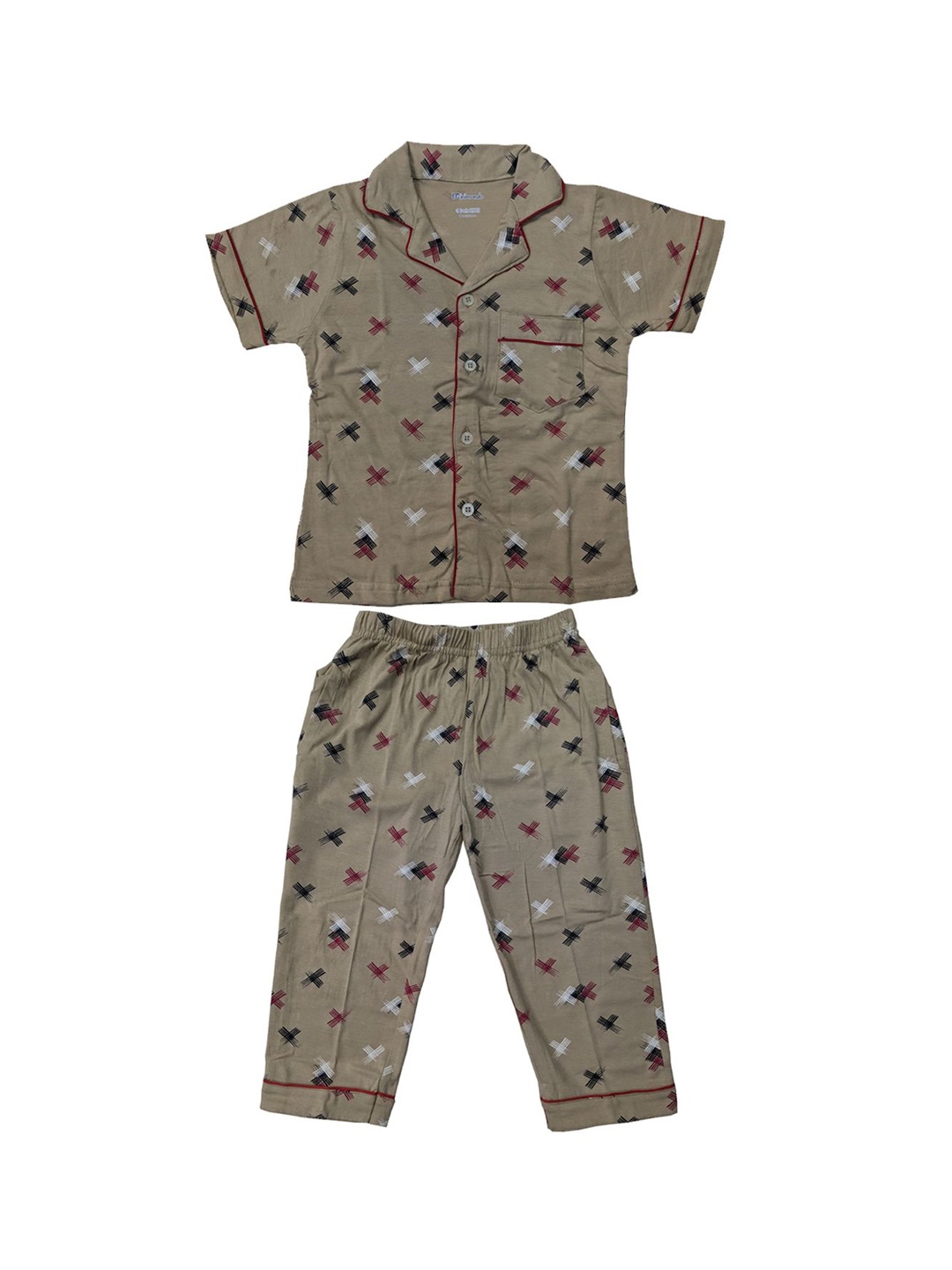 

Zoom Minimondo Unisex Kids Printed Cotton Slip-On Night suit, Khaki