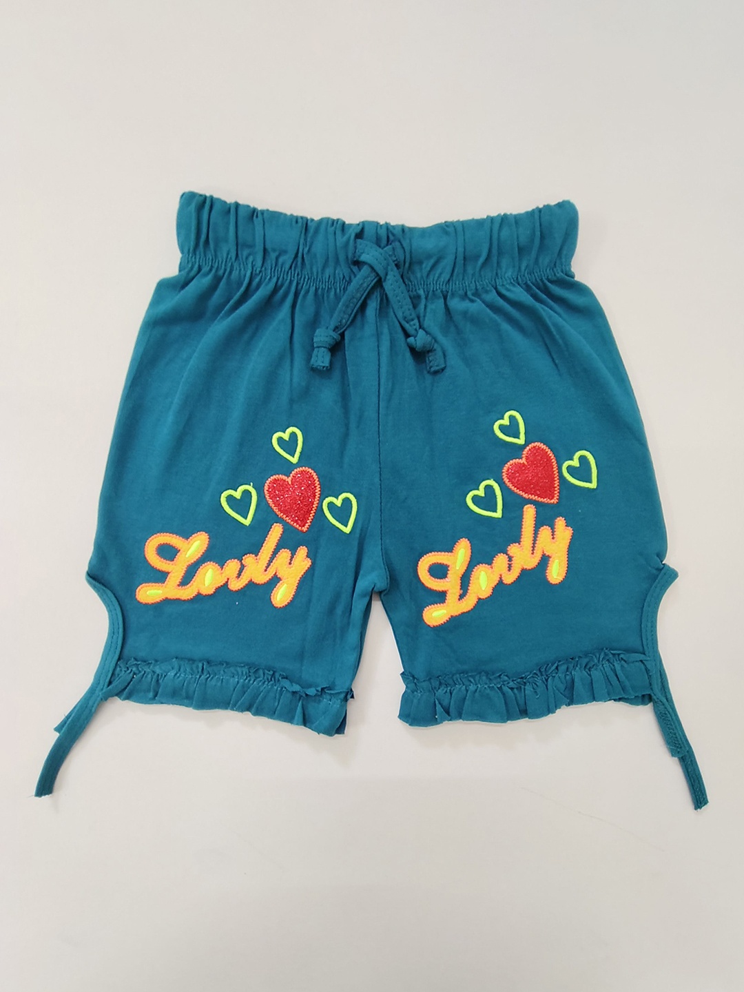 

BAESD Girls Cotton Typography Embroidered Cycling Shorts, Teal
