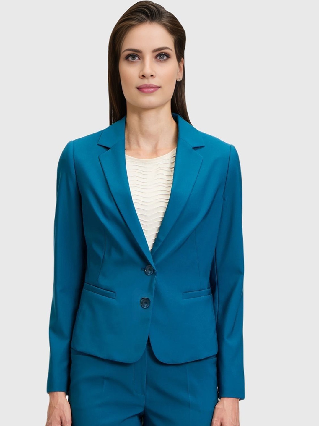 

BAESD Notched Lapel Collar Single Breasted Blazer, Blue