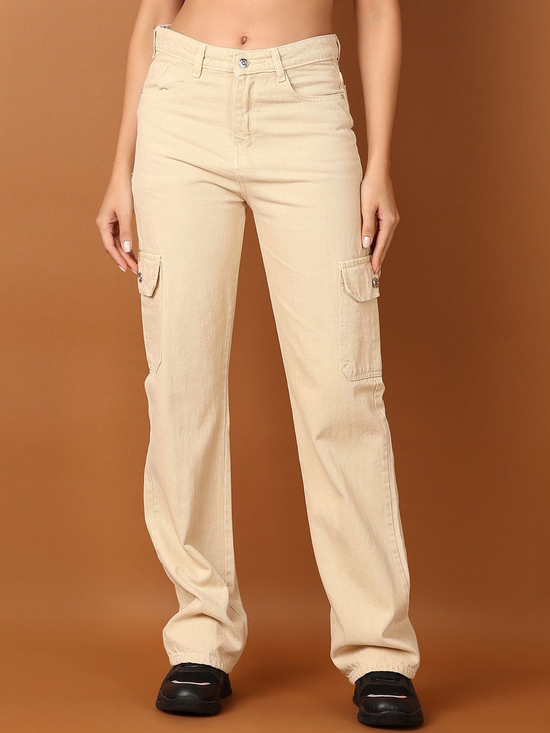 

V-Mart Women Straight Fit High-Rise Jeans, Cream