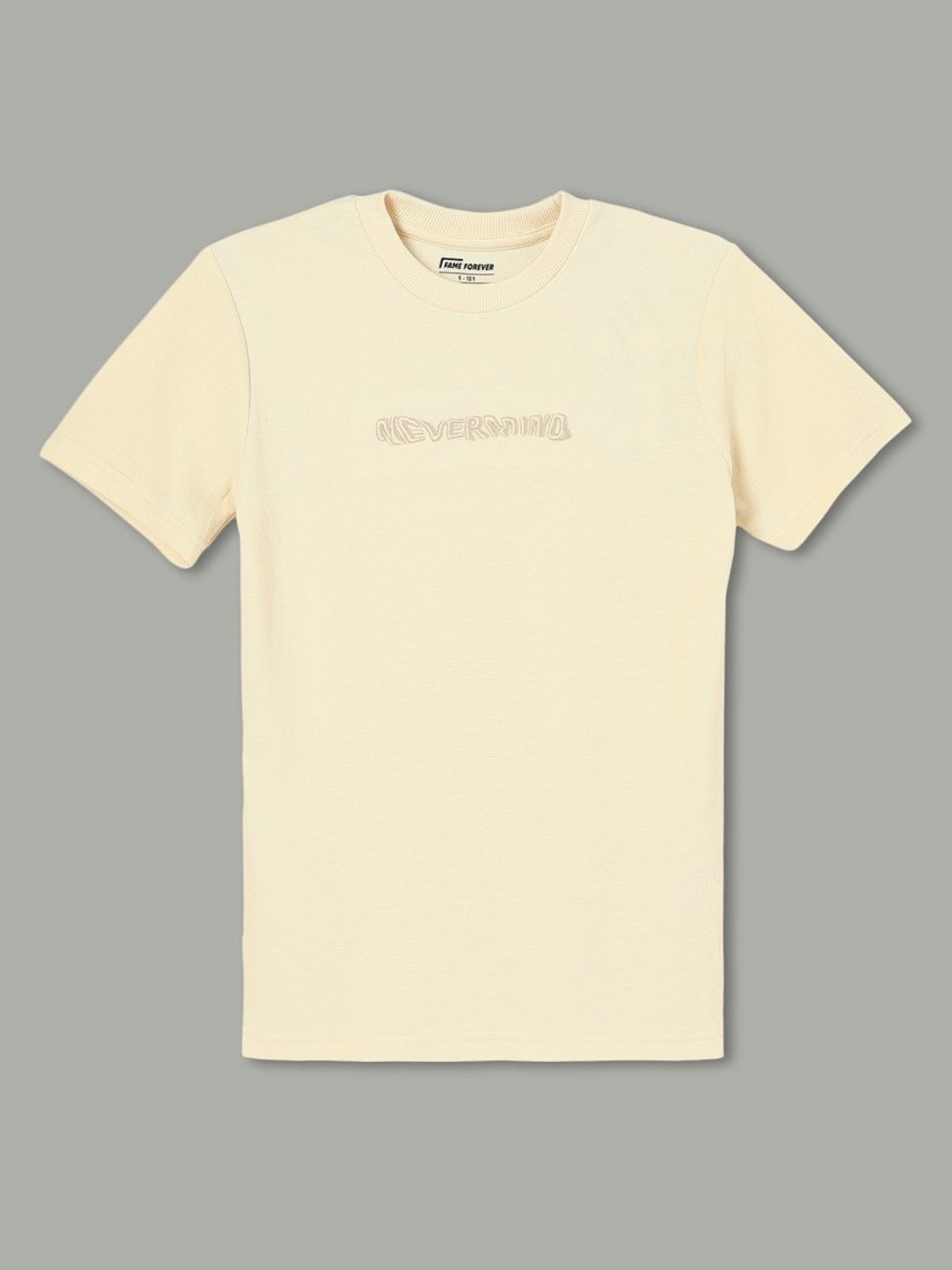 

Fame Forever by Lifestyle Boys Typography Printed Round Neck Cotton T-shirt, Beige