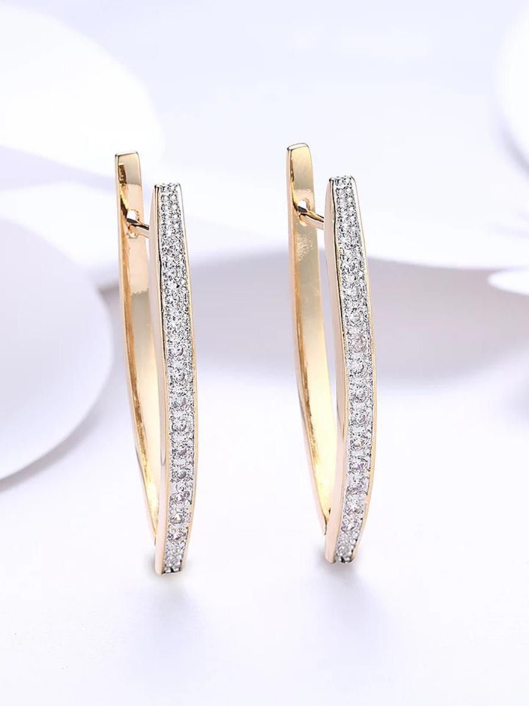 

MYKI Gold-Plated Stainless Steel Cubic Zirconia Hoop Earrings