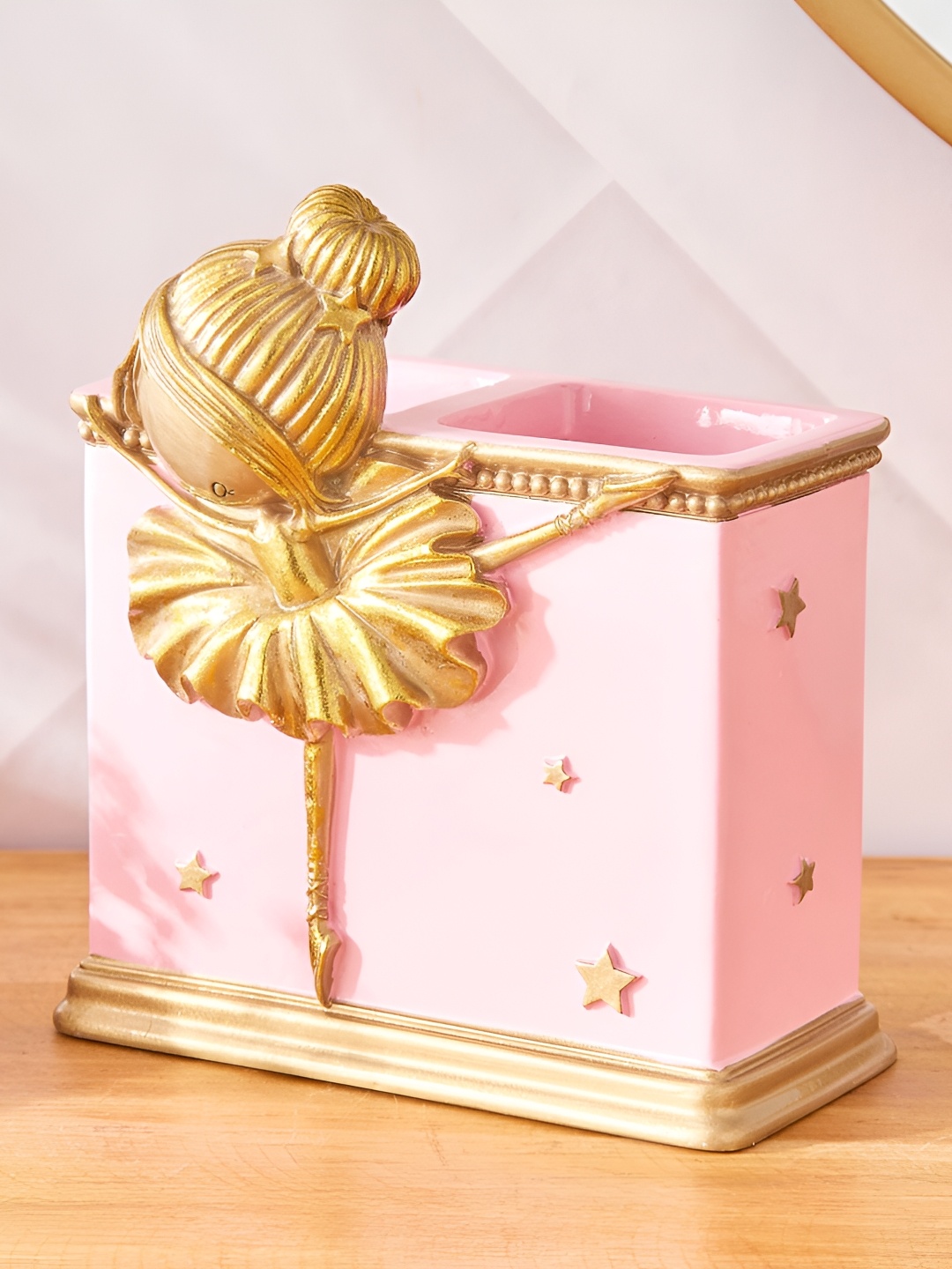 

Home Centre Pink & Gold-Toned Tooth Brush Holder