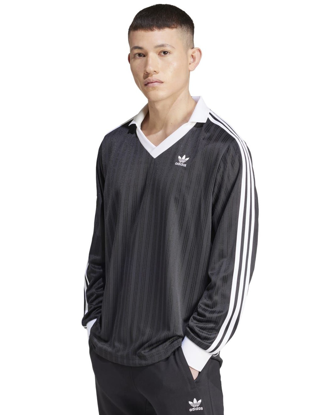 

ADIDAS Originals Men Striped V-Neck T-shirt, Black