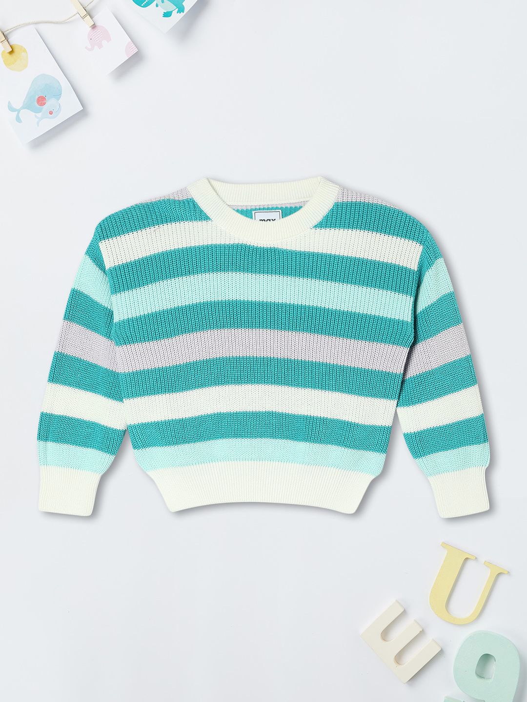 

max Girls Casual Striped Pullover Cotton Sweaters, Blue