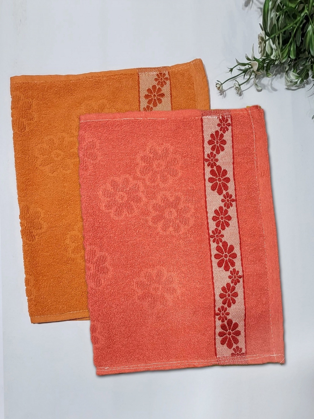 

ANA Orange Coloured 2 Pieces Pure Cotton 300 GSM Hand Towels