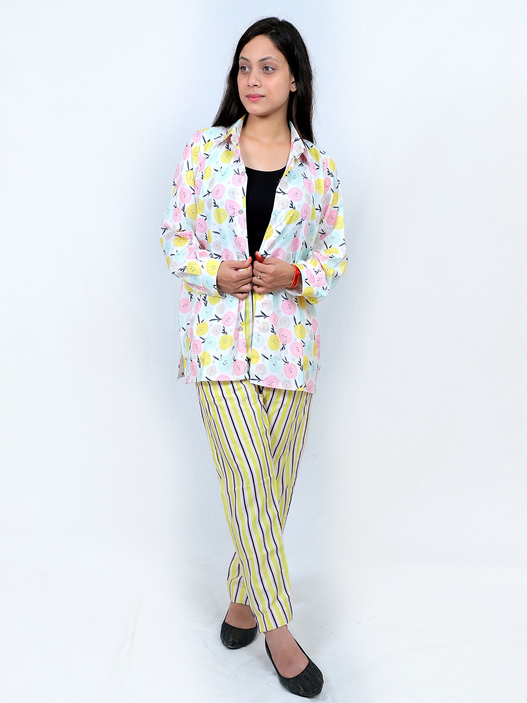 

TILISM Printed Pure Cotton Shirt With Trouser Co-Ords, White