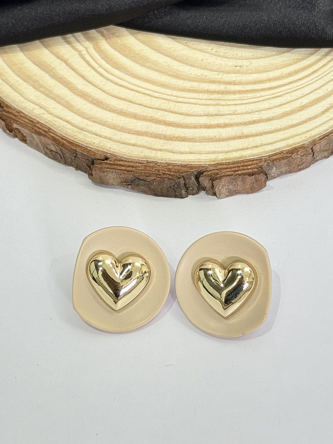 

The Jewellery Tale Circular Studs Earrings, Beige