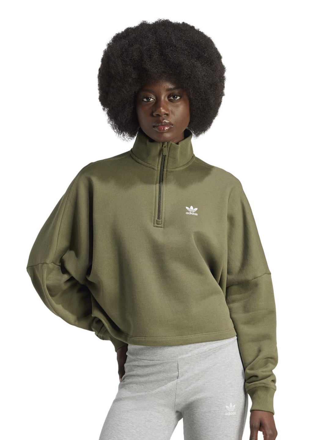 

ADIDAS Originals Women Mock Collar Sweatshirt, Green