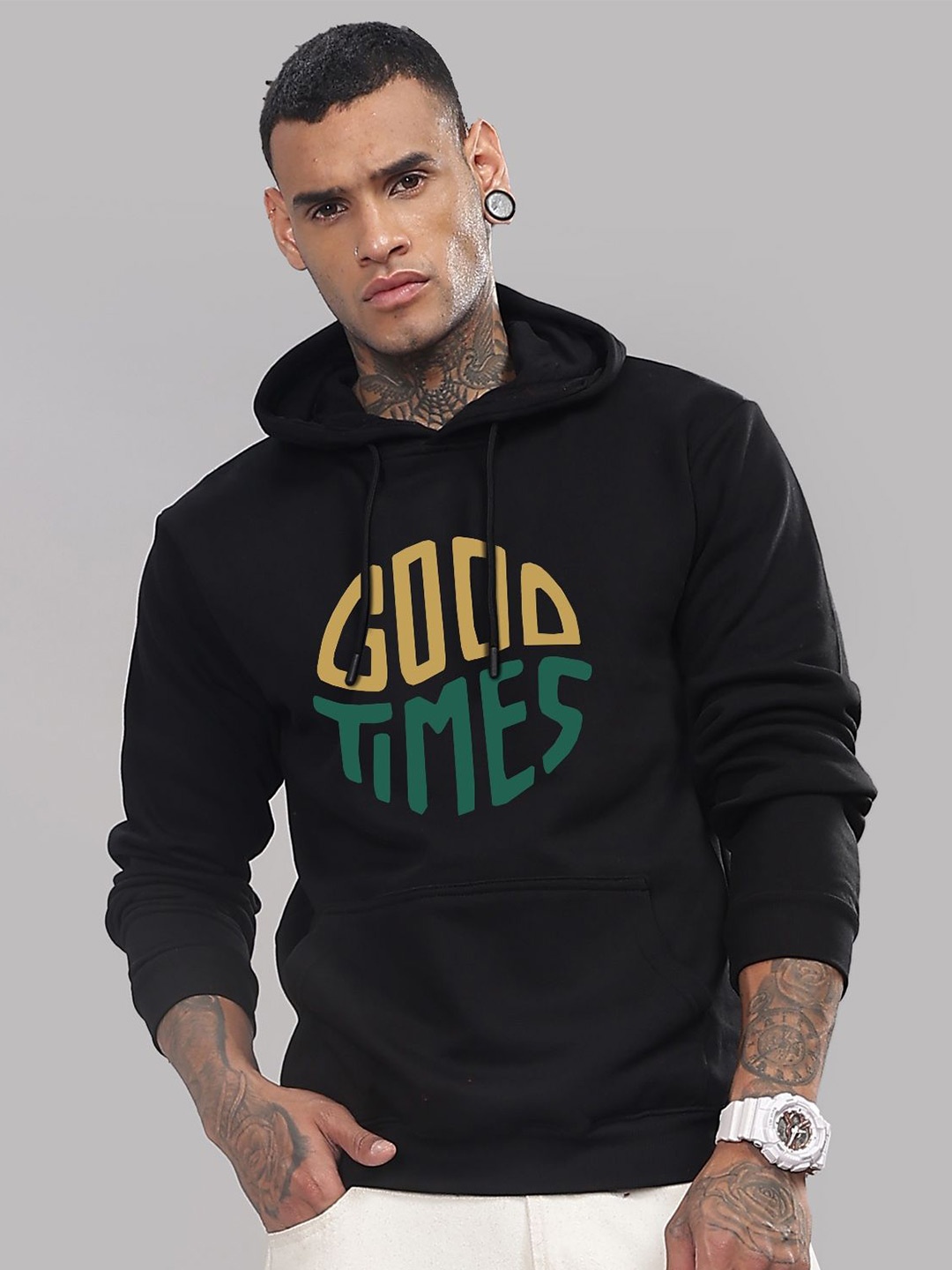 

ADRO Mens Winter Hooded Sweatshirt, Black