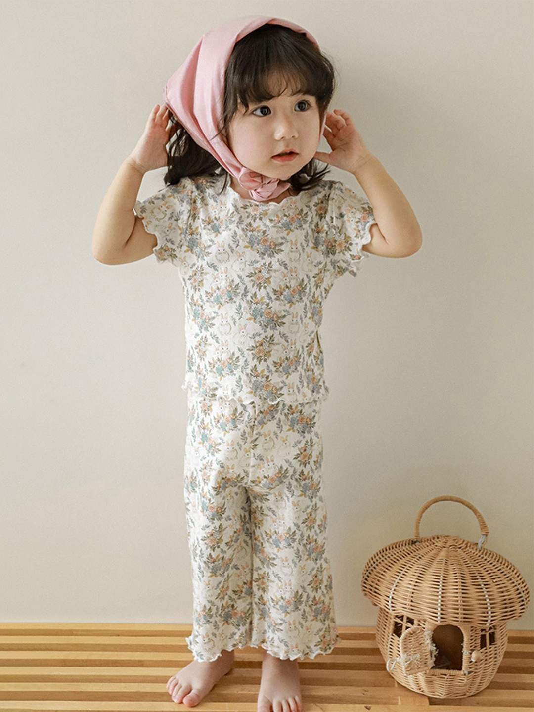 

LULU & SKY Girls Printed Pure Cotton Round Neck Maxi Nightdress, White