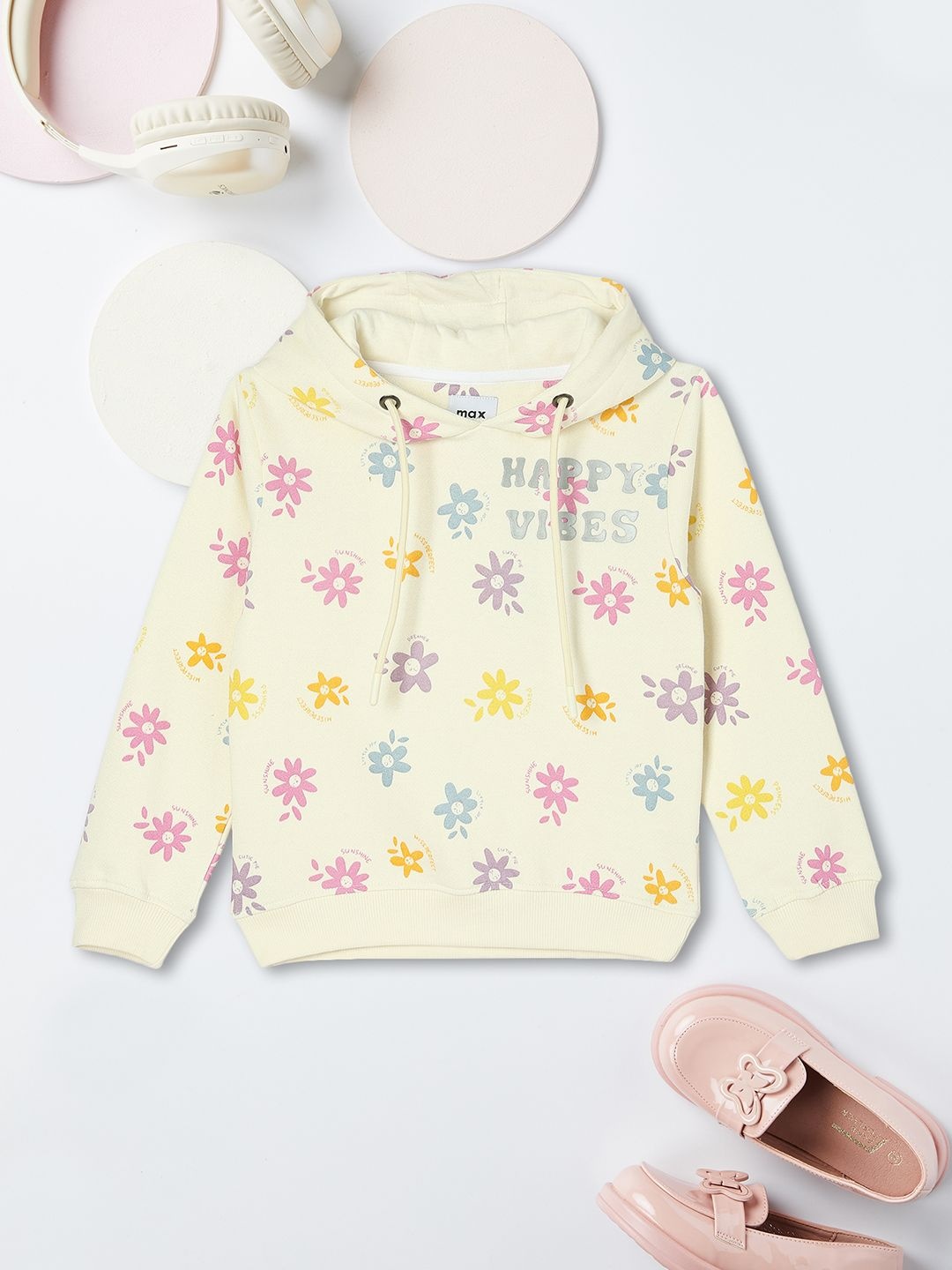 

max Girls Floral Printed Sweatshirt, Yellow