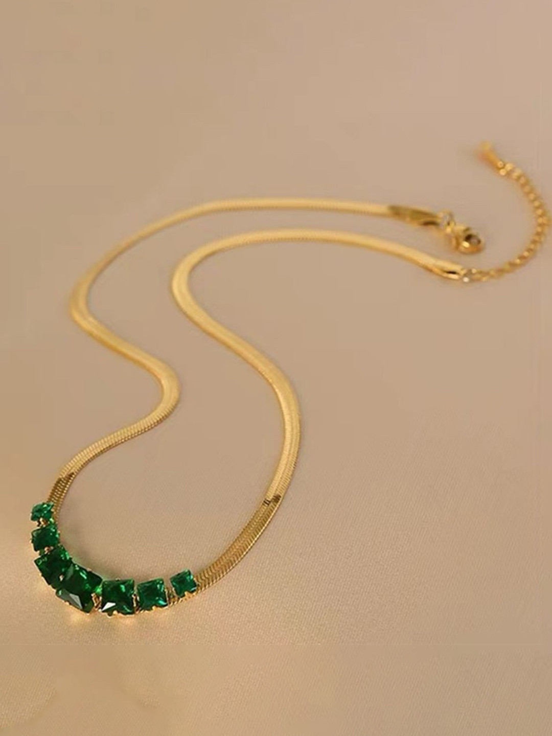 

MYKI Gold-Plated Stainless Steel Elegant Gemstones Statement Necklace