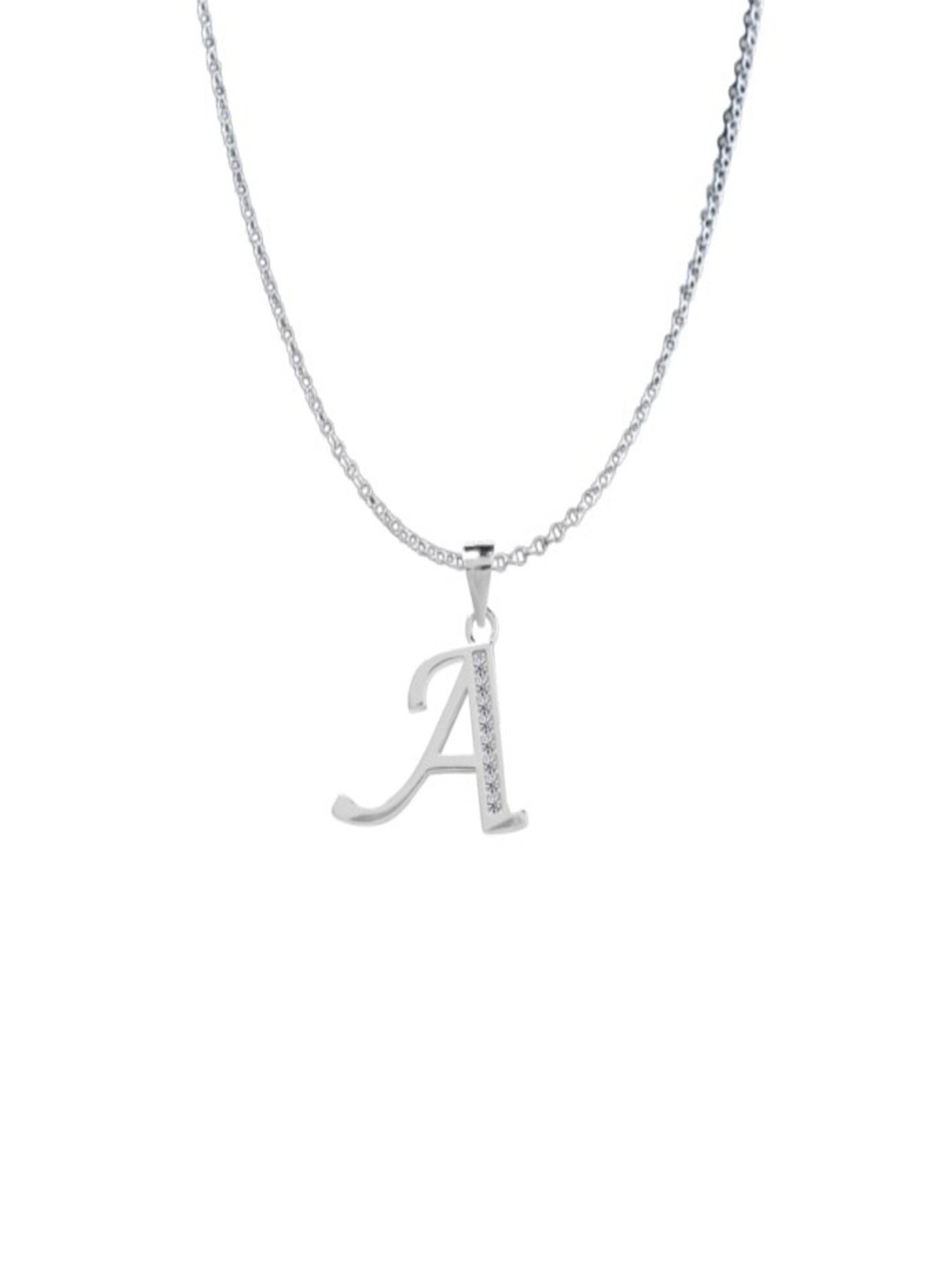 

Paavni 925 Sterling Silver Rhodium-Plated Cubic Zirconia Alphabet A Contemporary Pendant
