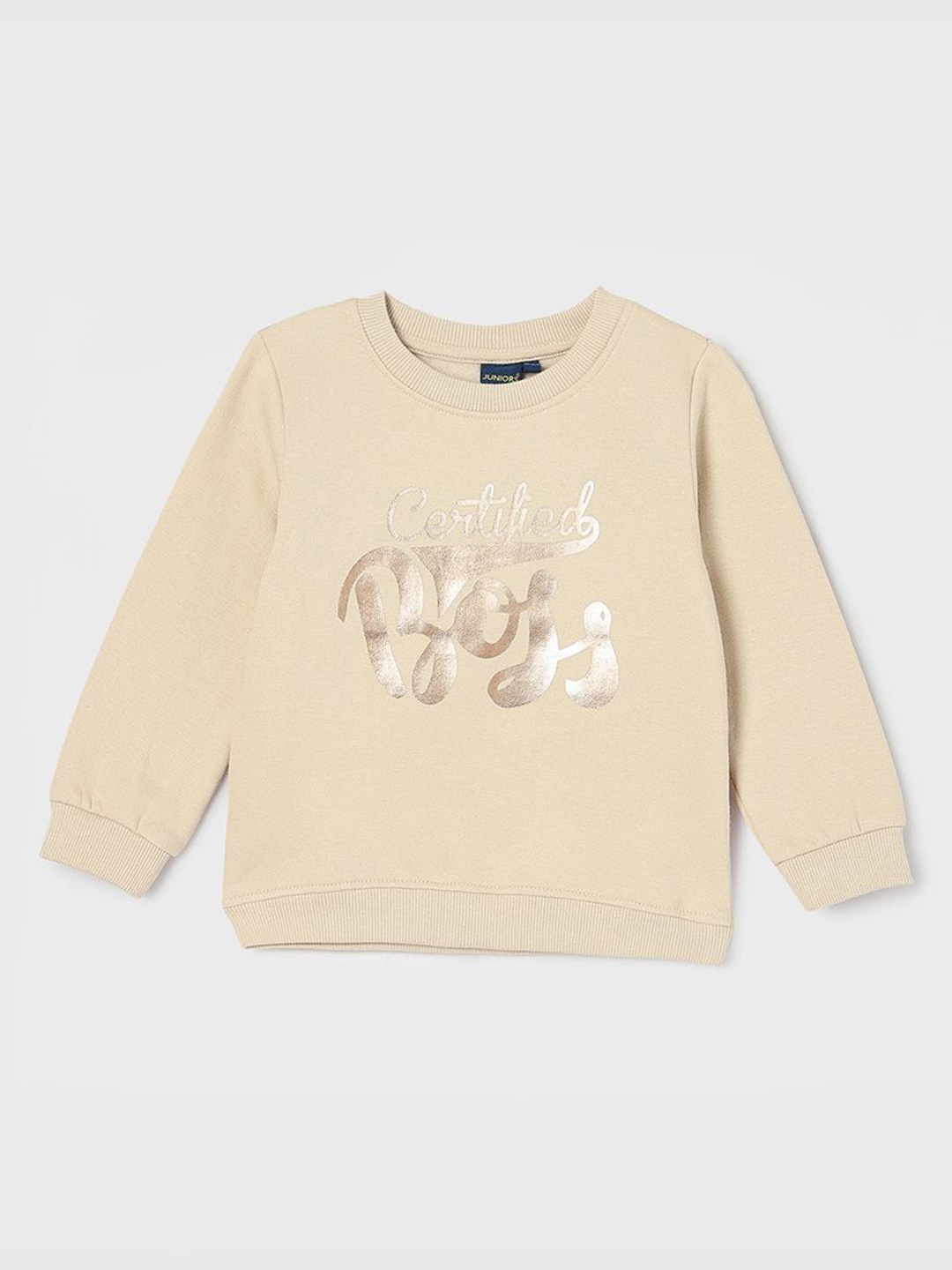 

Juniors by Lifestyle Boys Cotton Beige Printed Round Neck Long Sleeves Sweatshirt