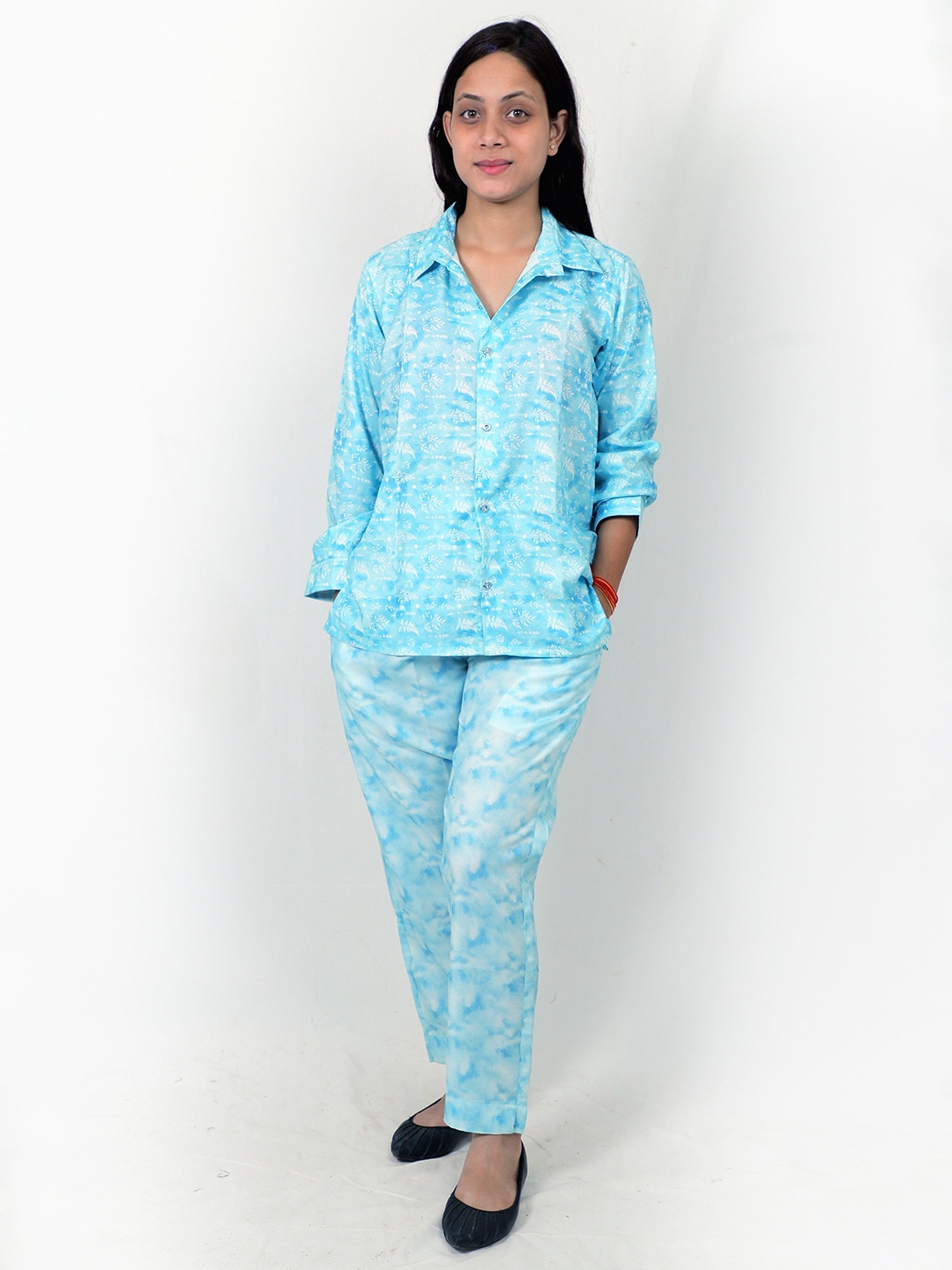 

TILISM Printed Pure Cotton Shirt With Trouser Co-Ords, Blue
