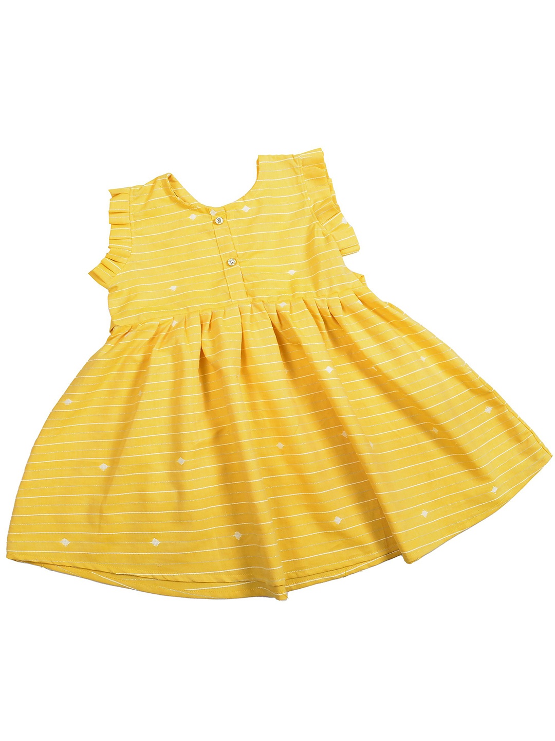 

BAESD Girls Striped Gathered or Pleated A-Line Dress Comes with a belt, Yellow