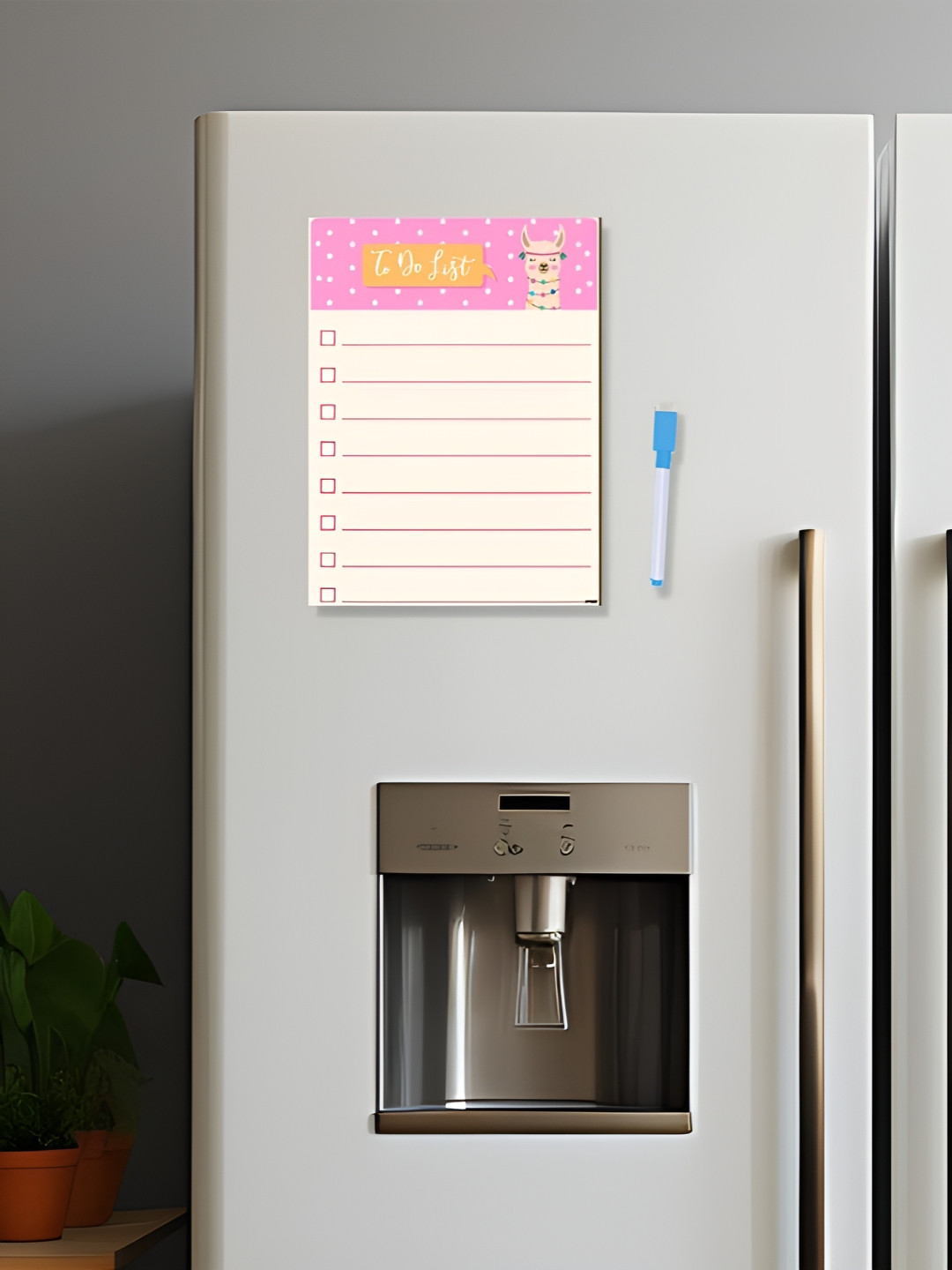 

CVANU White & Pink Printed Fridge Magnetic Sticker