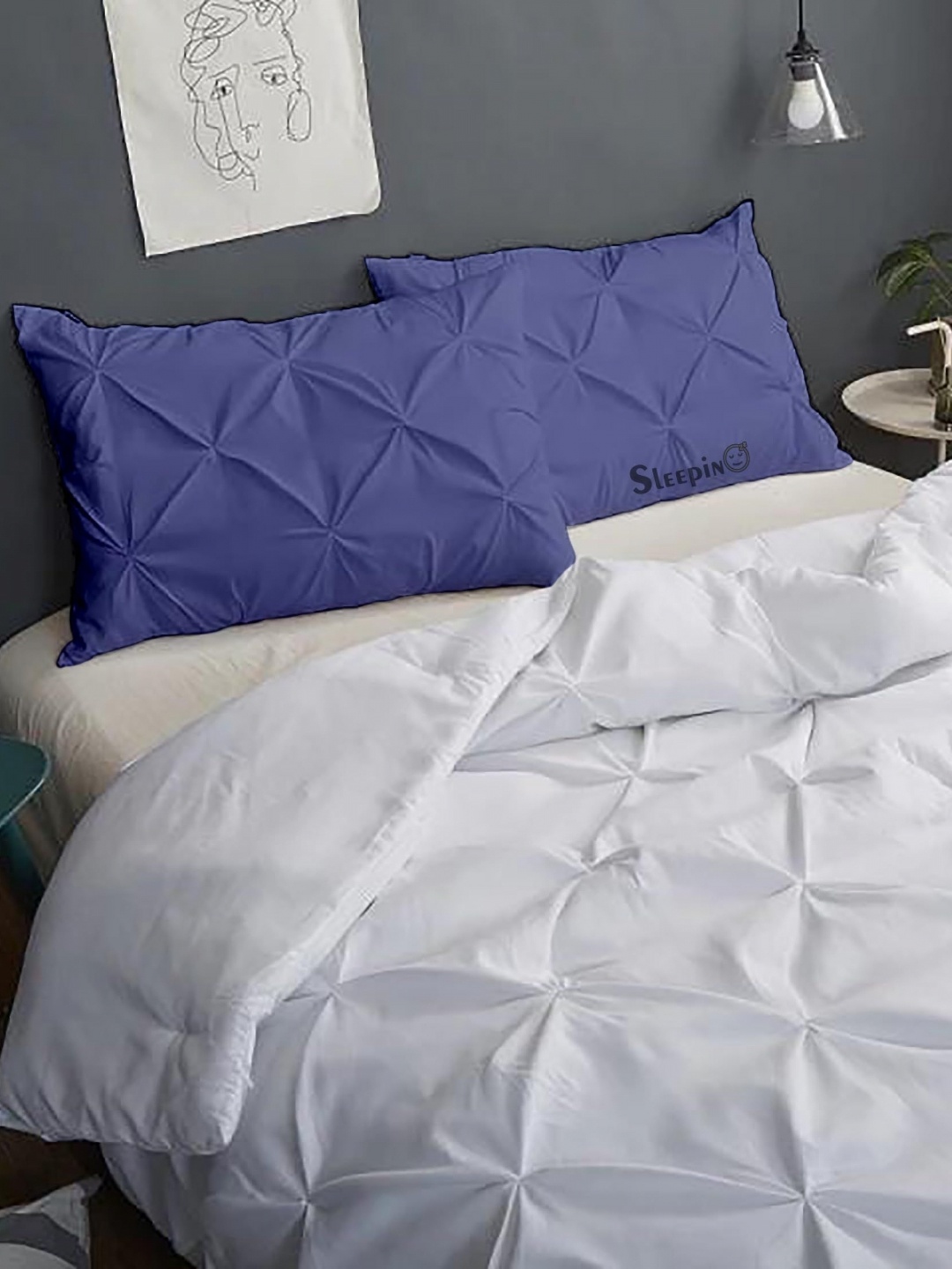 

Sleepino Blue 2 Pieces Solid Linen Rectangle Pillow Covers