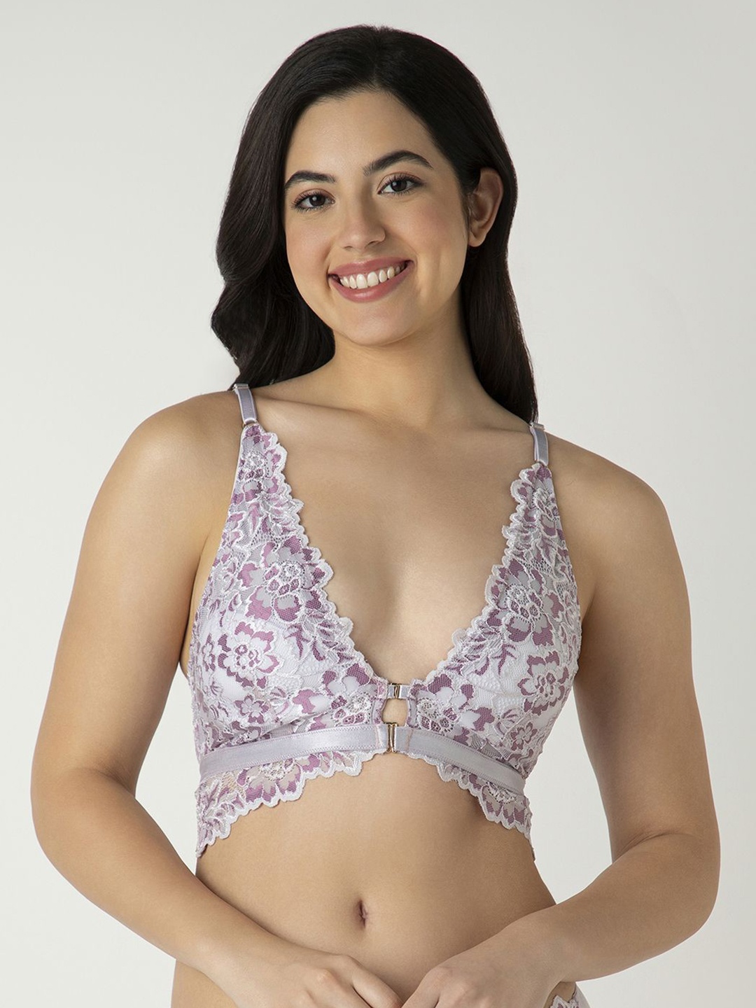 

Amante Floral Half Coverage Lightly Padded Balconette Bra, Pink