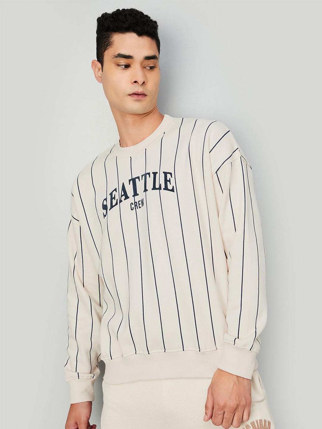 

max Men Striped Sweatshirt, Beige