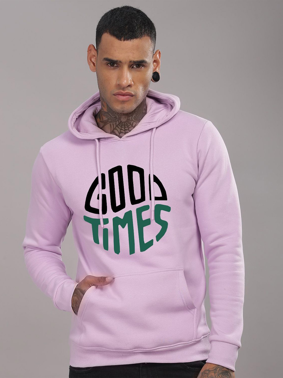 

ADRO Men Printed Hooded Sweatshirt, Lavender