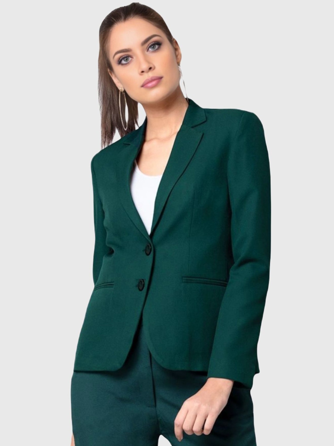 

BAESD Women Notched Lapel Collar Single-Breasted Formal Blazer, Green